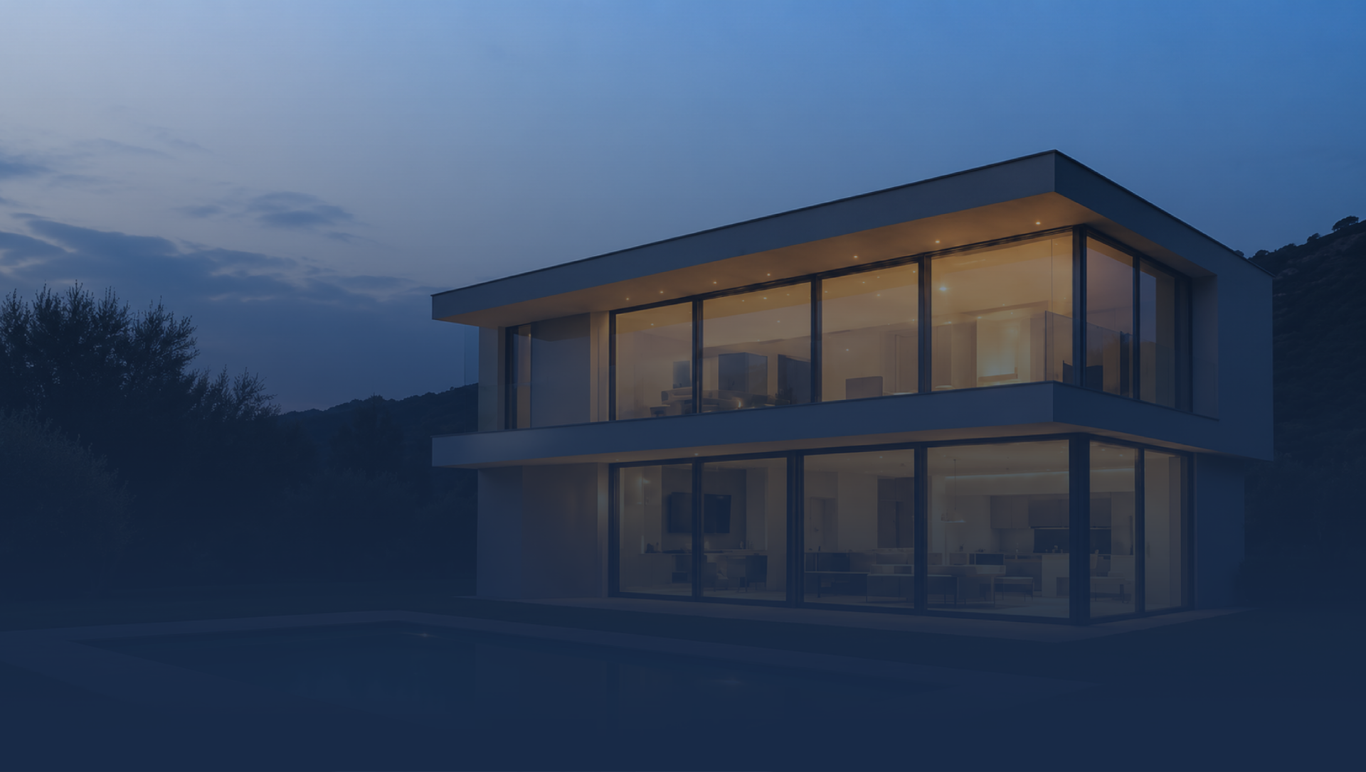 Modern Utah home at dusk